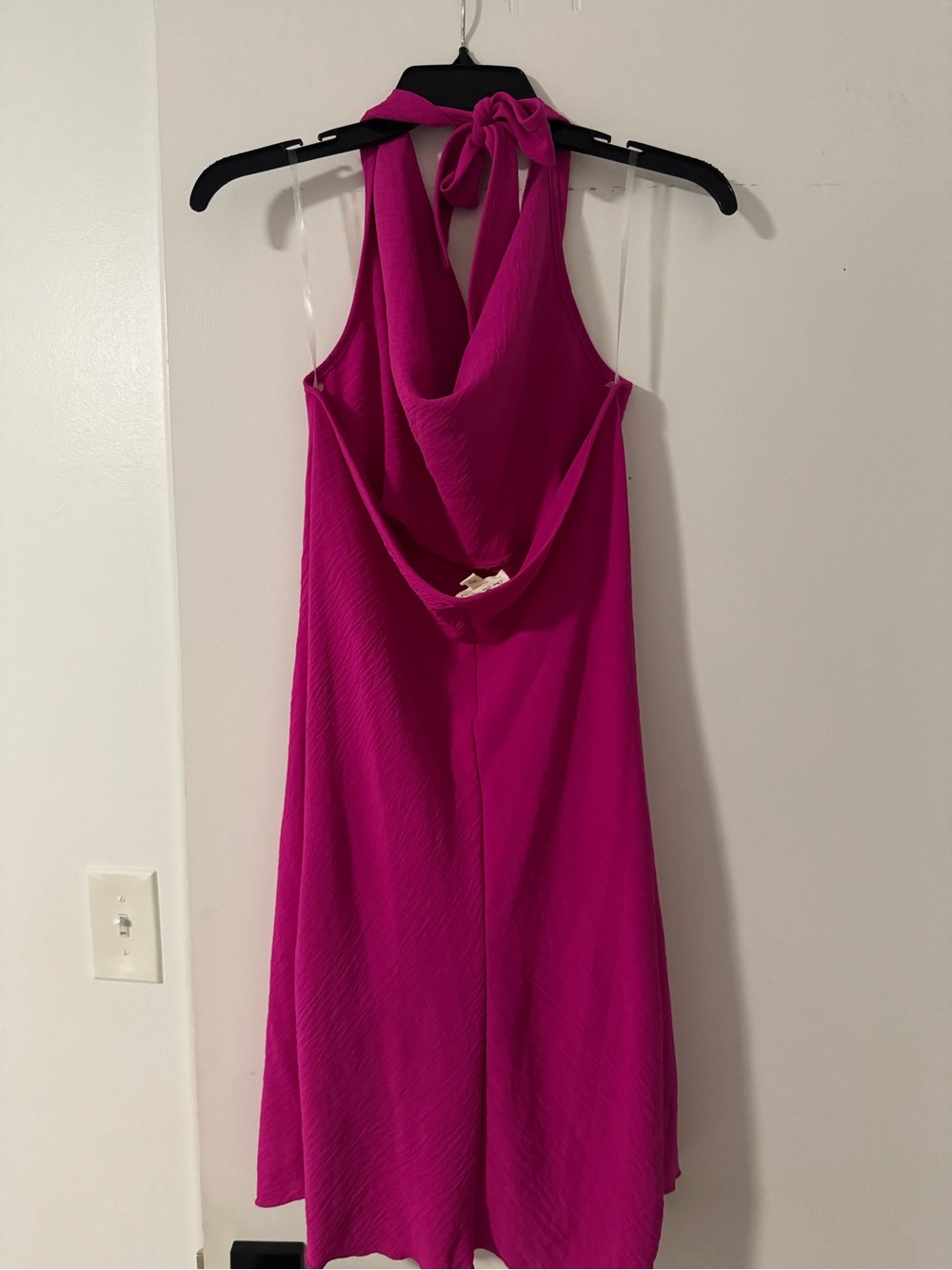 Women's Halter Cowl Neck Dress - Fuchsia
